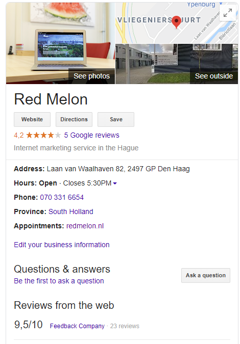 Google Mijn Bedrijf Red Melon